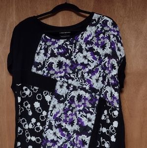 Black/purple cut & stitch style top